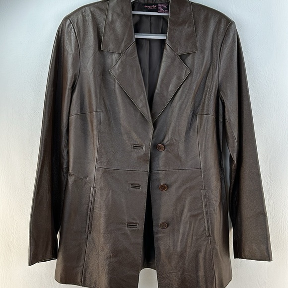 Shape Fx Button Down Leather Blazer, 8 - Picture 8 of 10